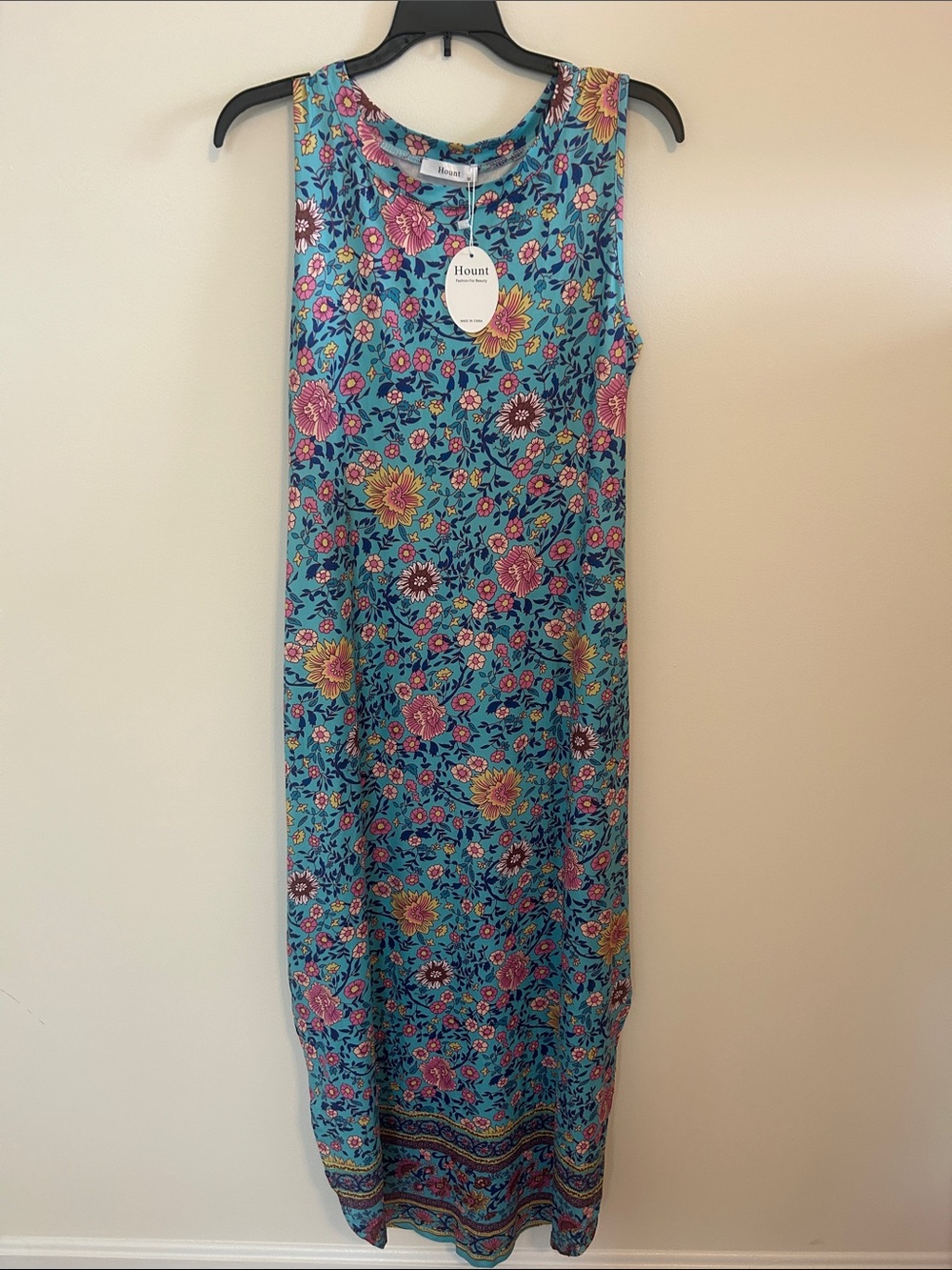 Sleeveless Teal Floral Maxi Dress
